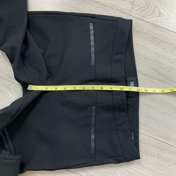 PAIGE Black Rosalind Ponte Knit Stretch Pants w/ Faux Leather Trim Pockets - Picture 11 of 12